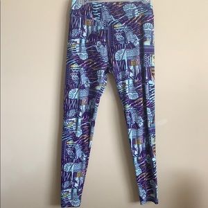 LuLaRoe Purple & Teal Leggings